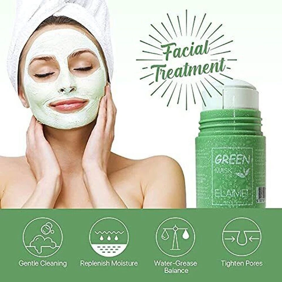 Green Tea Clay Cleansing Mask Stick, Purifying Blackhead Acne Remover 2pack - Image 3 of 4