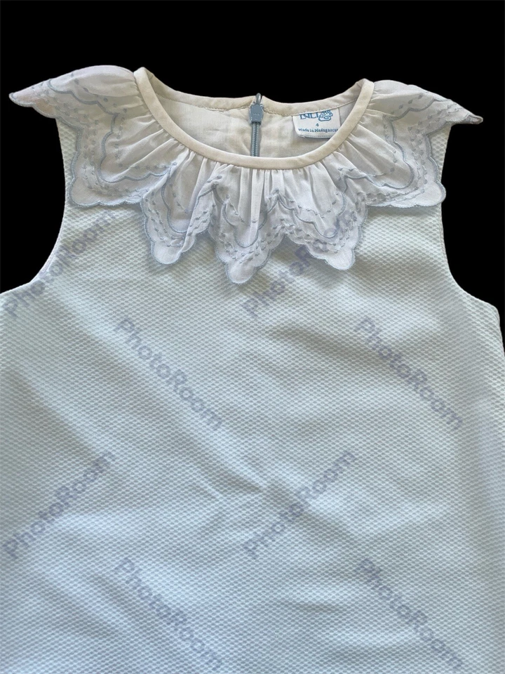 Luli & Me новый с Ярлыками синий хлопок пике вышитый зубчатый воротник с подкладкой платье-4T - Изображение 3 из 4