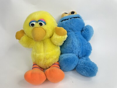Lot of 2 Hasbro Softies Baby Big Bird & Cookie Monster Sesame Street 12'' Plush