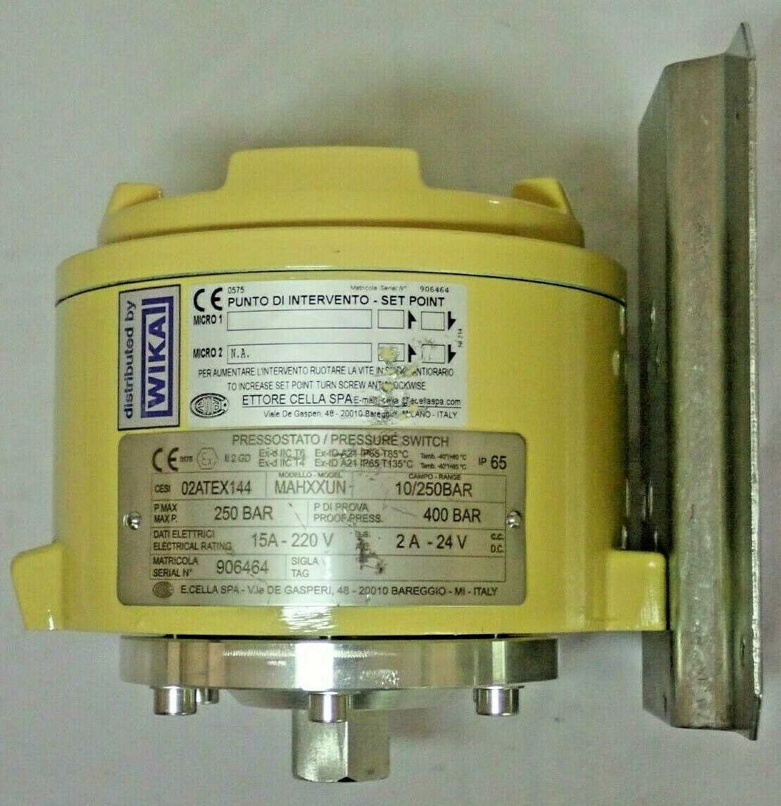 CELLA MAHXXUN WIKA DIAPHRAGM PRESSURE SWITCH 10250 BAR NEW eBay