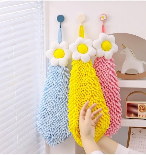 3 Pack Chenille Hand Towels, Kitchen Hand Towels with Loop, Hanging Hand Towels. - Picture 7 of 7
