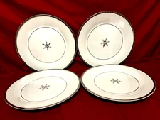 Target Holiday Silver Star Noel Set Of 4 Porcelain Dinner Plates 10 3/4"
