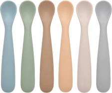 Baby Spoons, 6 Pack First Stage Silicone Feeding Spoons, Soft Tip Feeding Baby U