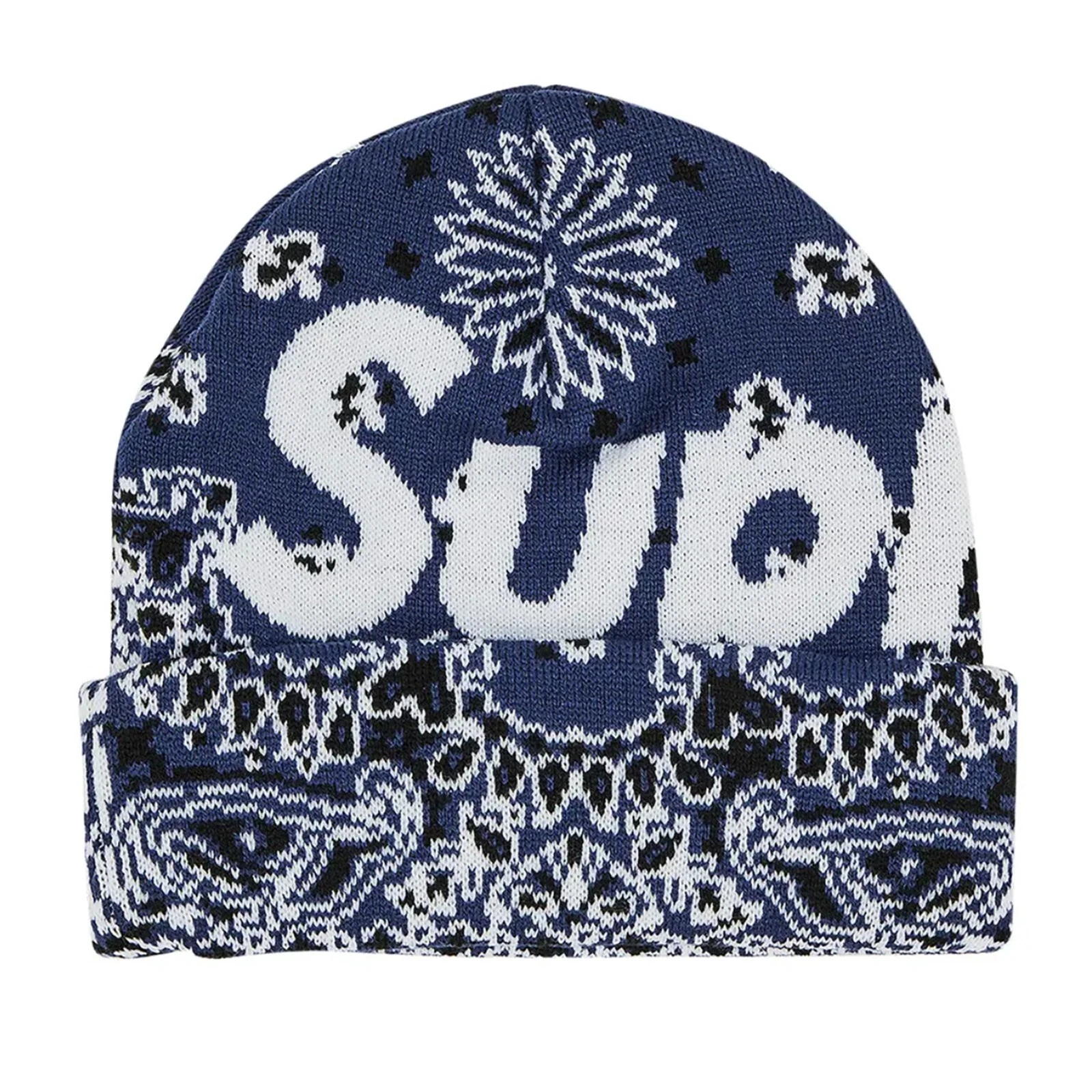 Bonnet Supreme FW24 Bandana grand logo bleu marine