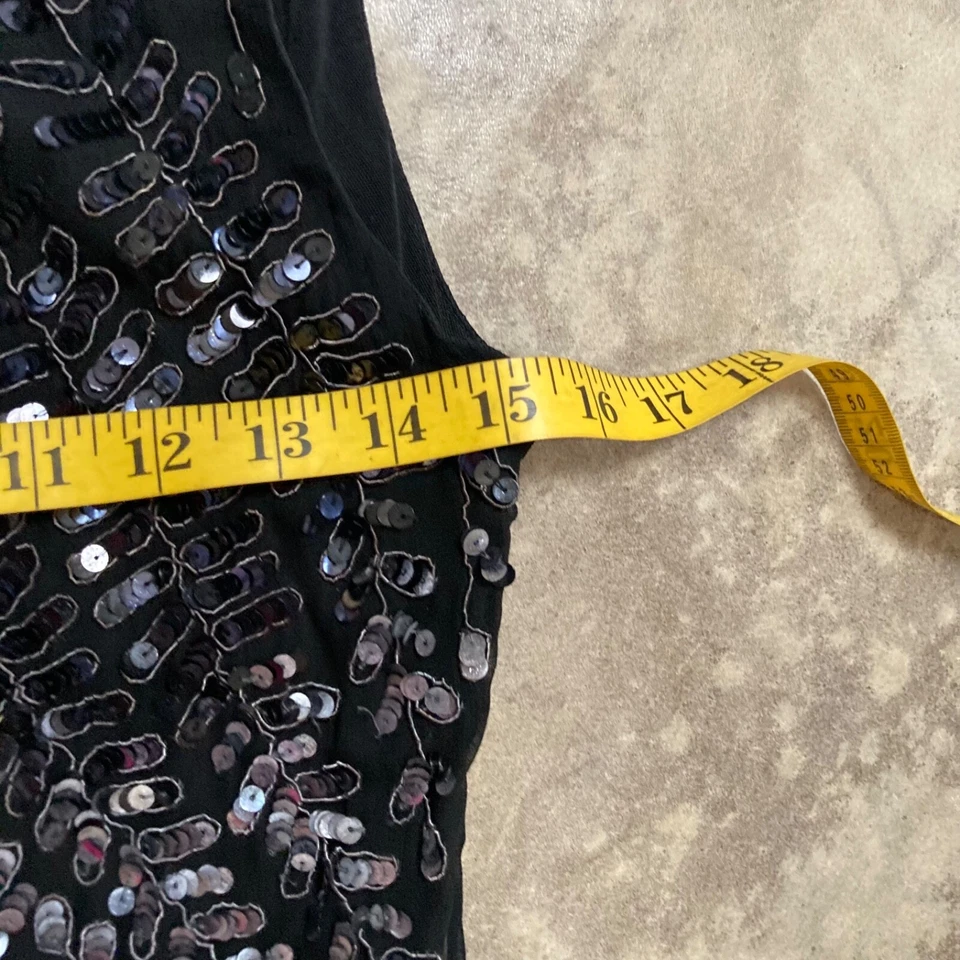 Alice Olivia Dress Womens Small P Black Mini Silk All Over Sequin Beaded Party - Image 3 of 4