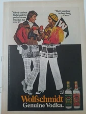 1972 Wolfschmidt genuine vodka cheerleader pom poms binoculars fans ad