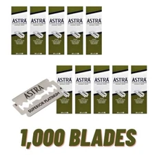 Astra Superior Platinum Double Edge Blade (Green) 1,000 Blades - Fast Shipping