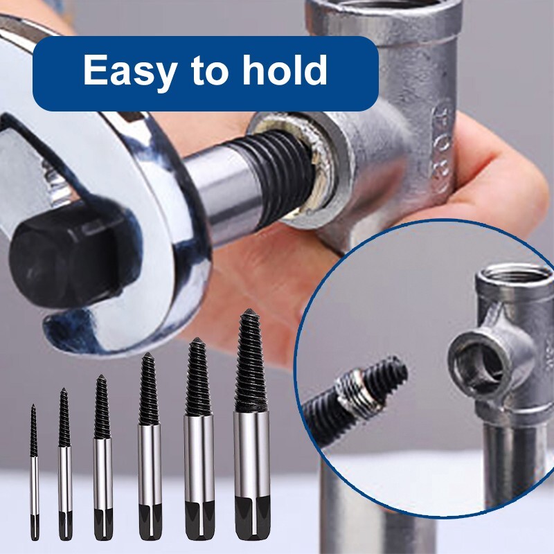 6Pc Screw Extractor Set Easy Out Drill Bits guide Broken Screws Bolt ...