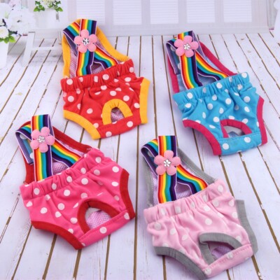 4x Female Dog Diapers w/Suspender Reusable Doggy Diapers Puppy Sanitary Panties