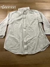 Lady Hathaway Shirt Womens Large White Classic Button 3/4 Sleeves Fitted