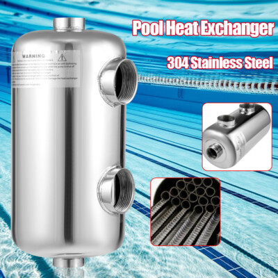 NEW Stainless Steel Tube and Shell Heat Exchanger Same Side 95K 1''+ 1 1/2''FPT''