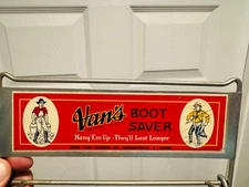 🔥 Vintage Boot sign Vans Boot Saver holds boots! Has fisherman and cowboy graph