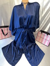 Victorias Secret Satin Robe 3/4 Length Blue M/L