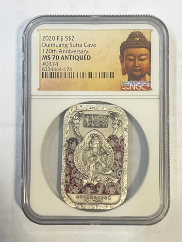 NGC MS70 FIJI 2020 silver coin  2dollars The Dunhuang Sutra cave 120th 1oz coin