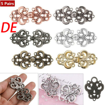 5 Paar neue Damen Cape Schal Umhang Clip Verschluss Kragen Swirl Flower Fastener