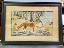 "Fox in the Manor House Field" by Wesley E. Jackson Watercolor & Ink on Paper