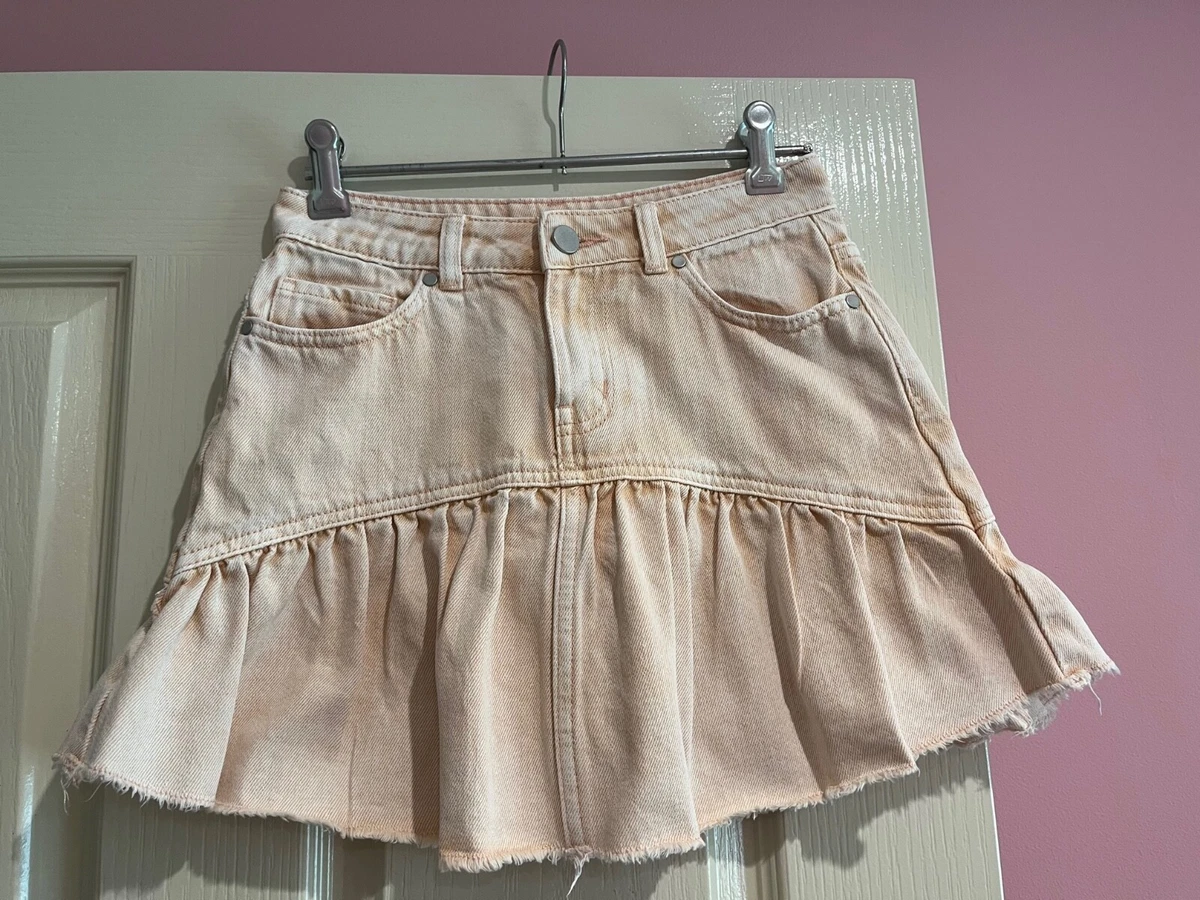 Seed Heritage Teen Peplum Denim Skirt Size 10 Peach eBay