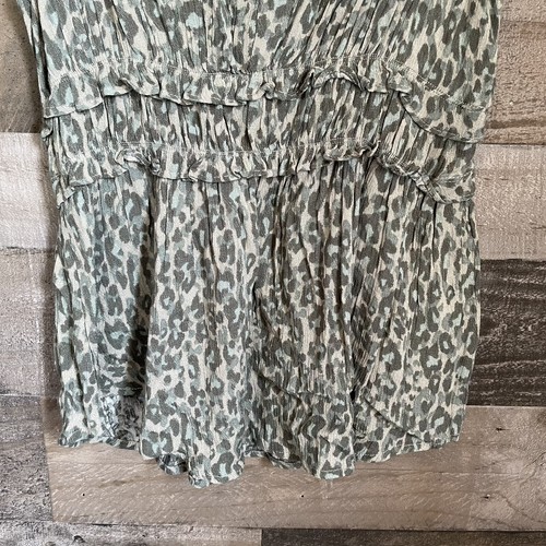 NWT Maurices Size M Grayish Green Leopard Print Sleeveless Top Gathered Career - Picture 3 of 6