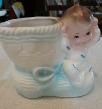Vintage Rubens Original Baby Bootie Nursery Planter Ceramic made in Japan