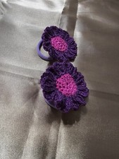crochet double pink and purple bow, hair accesories for girls. coleteros ni as