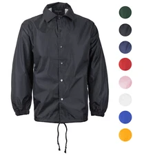 Men's Lightweight Water Resistant Button Up Windbreaker Coach Jacket