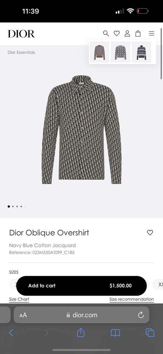 Size S - Dior 023M550AT099 Oblique All-over shell Long Size S - Dior 023M550AT099 Oblique All-over shell Long