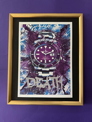 DEATH NYC Hand Signed LARGE Print Framed 16x20in COA ROLEX SUBMARINER  Pop Art @