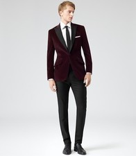 Mens Velvet Jacket One Button Coat Grooms Wedding Party Wear Dinner Blazer