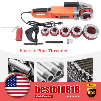 Electric Pipe Threader Pipe Threading Machine 1/2-2'' HD Pipe Cutter 6 Dies 2300w