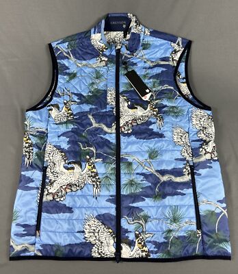 Greyson Golf Vest Yukon C-Lite Sacred Eagle Print XL Blue Nylon NWT MSRP $258