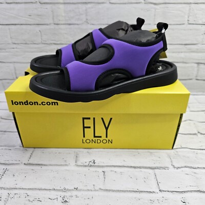 Fly London Treq930Fly Damen-Slipper Sandalen UK 7 lila schwarz Sommerschuhe