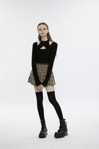 Punk Rave Women's Gothic Long Sleeve Shirt Sexy Elastic Slim Fit Casual Tops - Picture 8 of 20