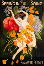 Spring in Full Swing Savannah Georgia Flowers Vintage Poster Repro FREE S/H