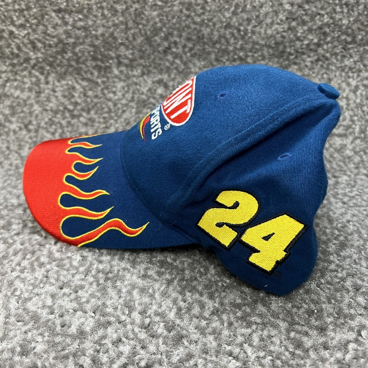 Vintage Jeff Gordon Flame Hat Cap Snap Back Blue Red Yellow NASCAR