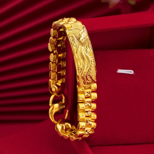 Hot Men's Dragon 22K 23K 24K Vietnamese YELLOW GOLD GP Men's Bracelet New - 第 3/5 張圖片