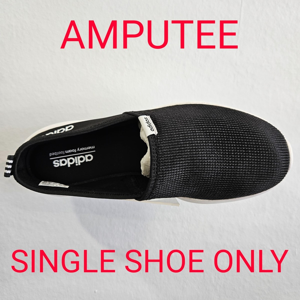 ADIDAS Women's Cloudfoam Lite Racer Slip-On FX3304 Black Amputee/Single  Shoe