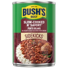 BUSH'S BEST 15oz Canned Slow-Cooked N' Savory Pinto Beans, Source of Plant Based