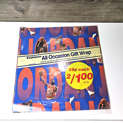 Red Bull Rapping Paper NOS Vintage Michael Jordan Gift Wrap Chicago Bulls Wrapping Paper ...