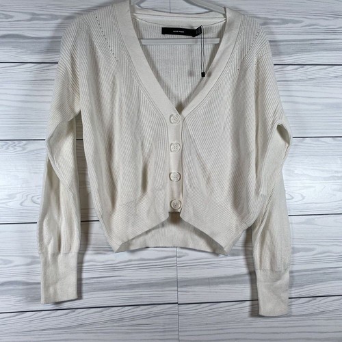NWT Vero Moda Lea Birch White Long Sleeve V-Neck Cuff Cardigan Sweater Sz S