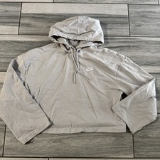 NIKE Women s Cropped Hoodie Size Medium Gray Embroidered