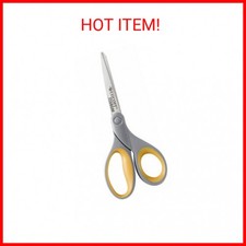 Westcott 13529 8-Inch Straight Titanium-Bonded Scissors For Office and Home, Yel