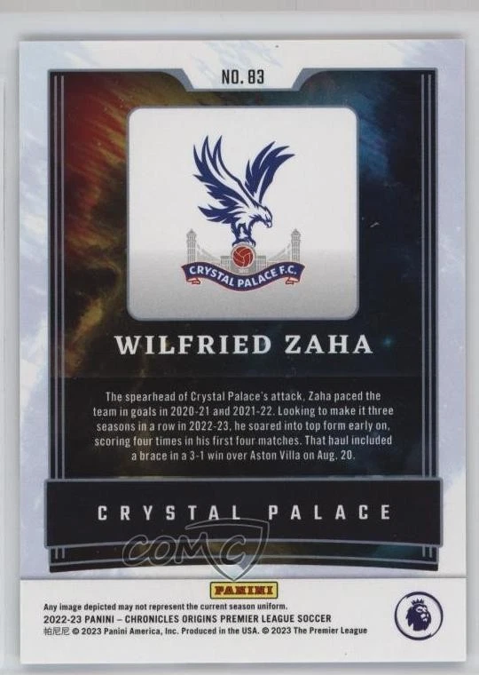 2022-23 Panini Chronicles Base Premier League Origins Blue /99 Wilfried Zaha #83 - Image 2 of 2