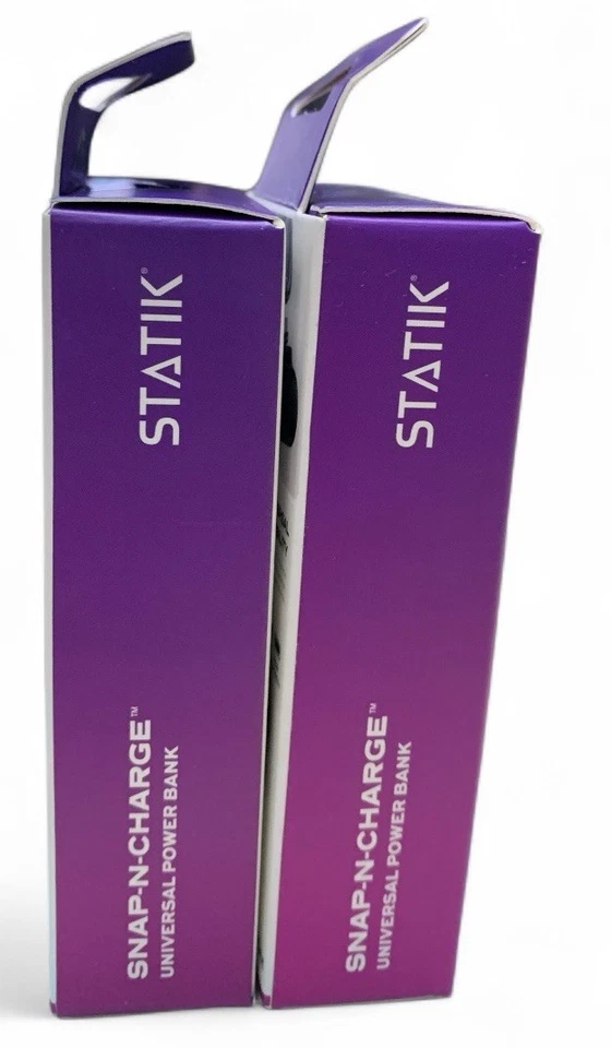 2 Pack Statik Snap-N-Charge Universal  Power Bank 3 Magentic Connectors 3200mAh - Image 4 of 4