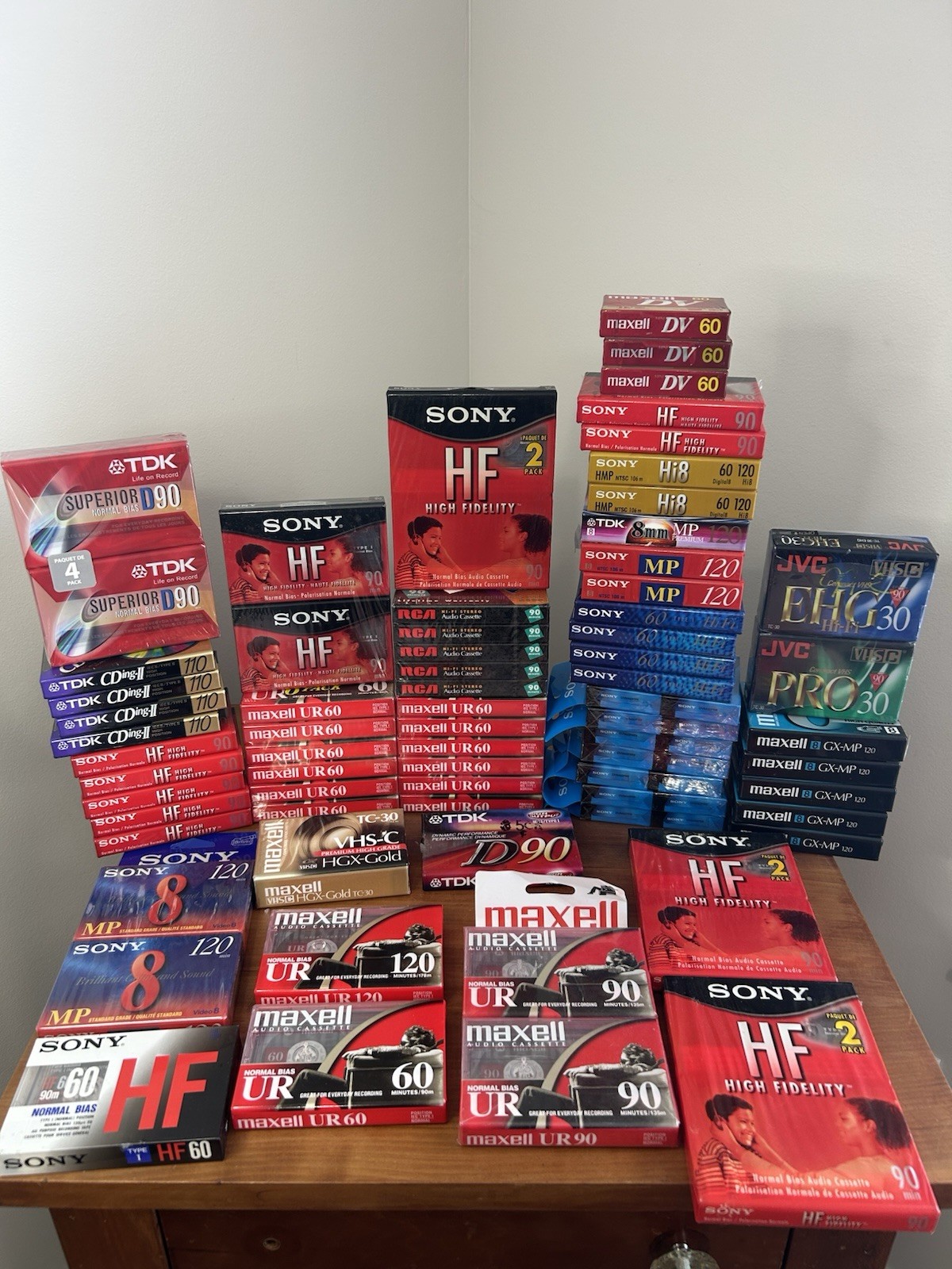 LOT OF 73 Audio Cassette Tapes Blank New- TDK, maxell, JVC & SONY