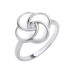 Solid Silver White Shell Swirl Ring Sizes J-Q British Made Silver 925 Hallmark