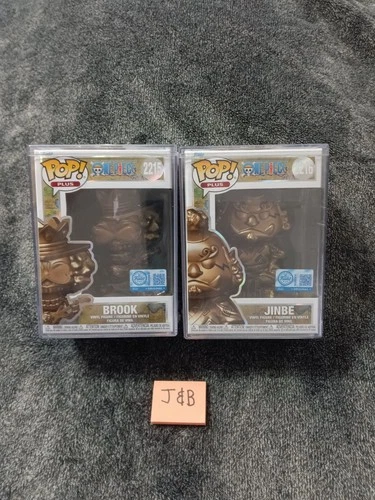 One Piece Bronze Funko Statue Brook Jinbe Pop! Plus Sealed In Protectors