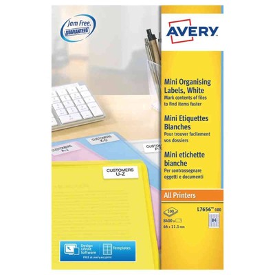 Avery Weiß 46 x 11,1 mm Selbstklebende Laser Mini Mehrzweck Etiketten - 84 Pro P