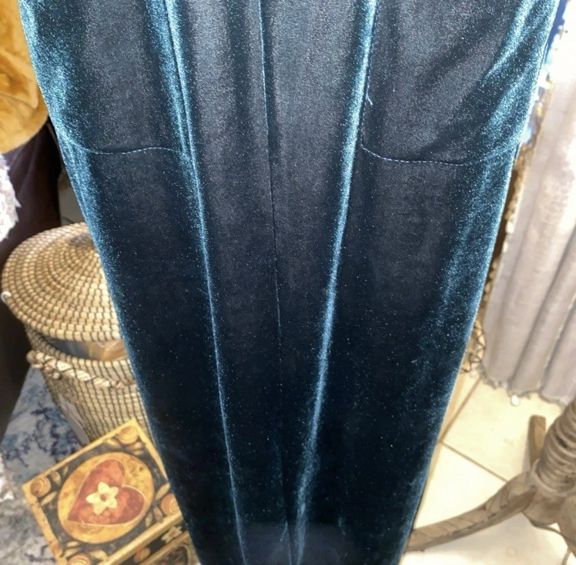 Elegante Mono Terciopelo Verde Años 90 Vestido Estudio FacilidadTalla: 8 Foto 4 de 4