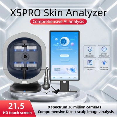 15.6/21.5Inch 3D Facial Skin Analyzer AI 8 Light Spectrum Hair Skin Care Scanner