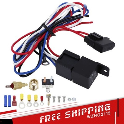 3/8'' Thread Electric Radiator Fan Engine Switch 175-185'C Thermostat Relay Kit